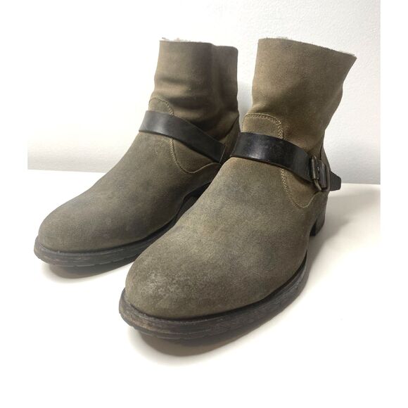 NDC Made By Hand Brown Suede Distressed Buckle Lined Ankle Boots Boho Grunge 40 - Picture 3 of 9